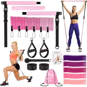 Pilates Bar Kit with Resistance Bands Multifunctional